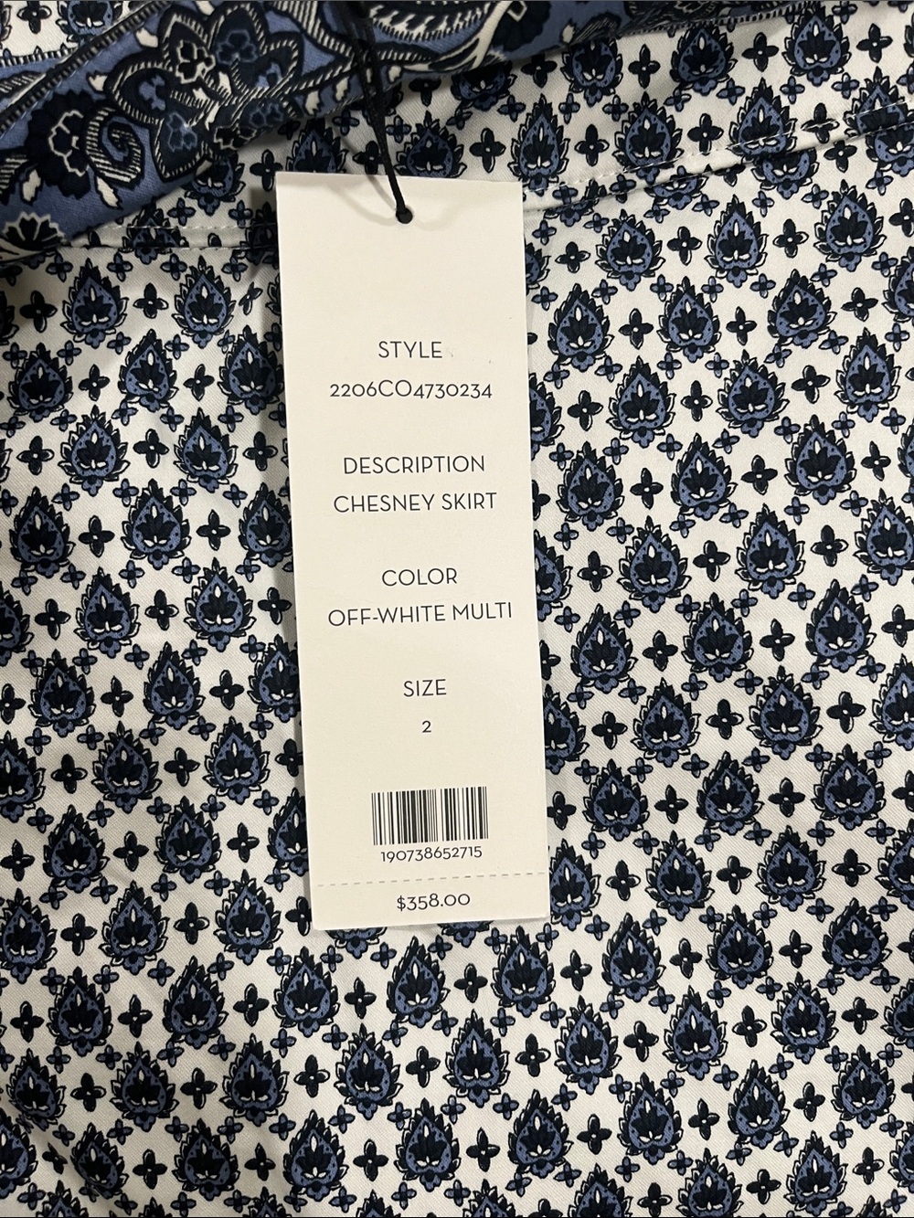 Veronica Beard Navy and White Printed Mini Skirt with Tie Waist - Picture 2 of 7